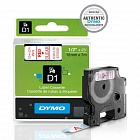 DYMO S0720520/45012 картридж с лентой D1 12 мм красный/прозрачная лента